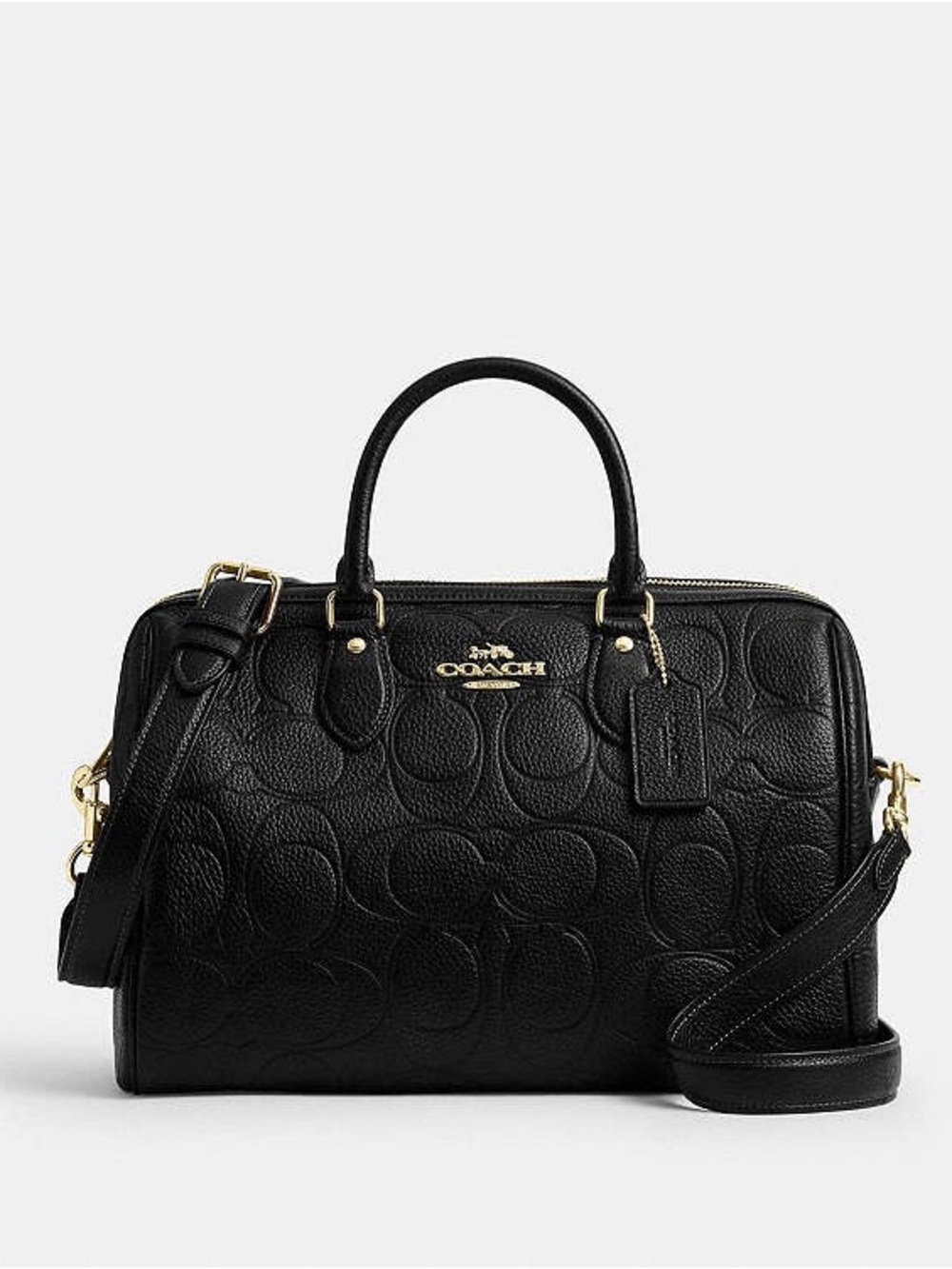 NWT Coach Rowan Large Satchel Bag In Signature Leather CEW02 BLACK Gold - Picture 8 of 13